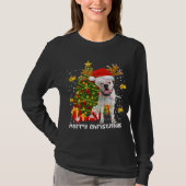 White Boxer Dog-kerstlampboom — Santa hat T-shirt (Voorkant)