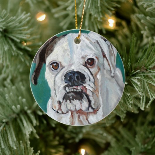 White Boxer Dog-kerstversiering Keramisch Ornament (Boom)