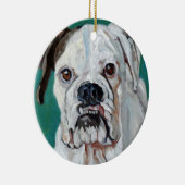 White Boxer Dog-kerstversiering Keramisch Ornament (Rechts)