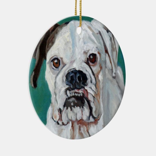 White Boxer Dog-kerstversiering Keramisch Ornament (Rechts)