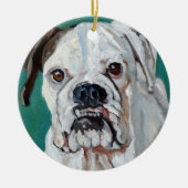 White Boxer Dog-kerstversiering Keramisch Ornament (Voorkant)