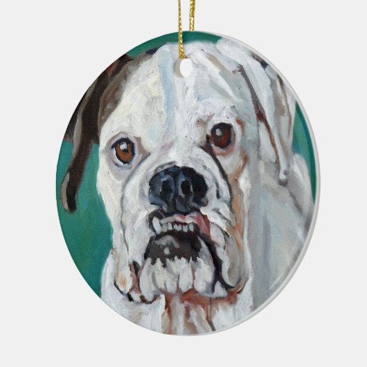 White Boxer Dog-kerstversiering Keramisch Ornament (Links)