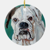 White Boxer Dog-kerstversiering Keramisch Ornament (Achterkant)