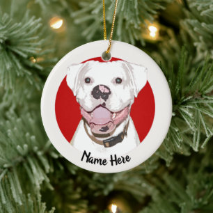 White Boxer Dog-kerstversiering Keramisch Ornament