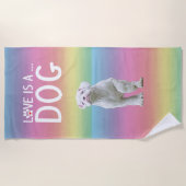  White Boxer Dog Love is een Dog Strandlaken (Voorkant)