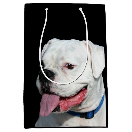 White Boxer dog Medium Cadeauzakje (Voorkant)