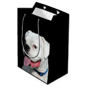 White Boxer dog Medium Cadeauzakje (Achterkant Gekanteld)