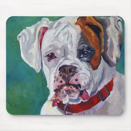 White Boxer Dog Mousepad Muismat (Voorkant)