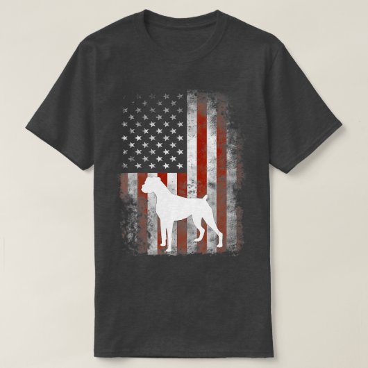 White boxer Dog Patriotic American Flag 4th of Ju T-shirt (Design voorkant)