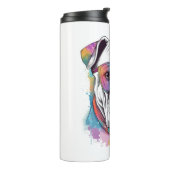 White Boxer Dog Pop Art met Zonnebril Thermosbeker (Gedraaid links)