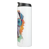 White Boxer Dog Pop Art met Zonnebril Thermosbeker (Geroteerd rechts)