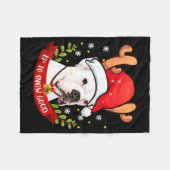 White Boxer Dog Reindeer Christmas Gift Boys Girls Fleece Deken (Voorkant (Horizontaal))