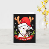 White Boxer Dog Reindeer Christmas Gift Boys Girls Kaart (Gele Bloem)