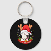 White Boxer Dog Reindeer Christmas Gift Boys Girls Sleutelhanger (Voorkant)
