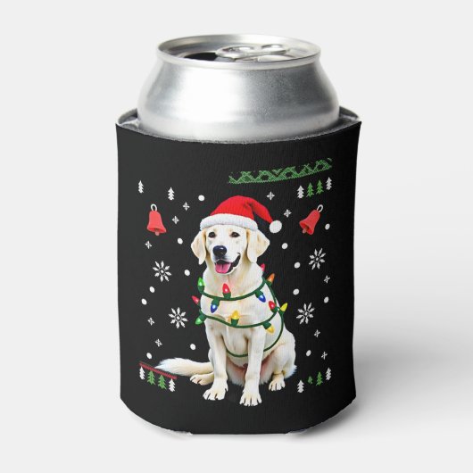 White Boxer Dog Ugly Christmas Sweater Funny Xmas Blikjeskoeler (Blikje Voorkant)