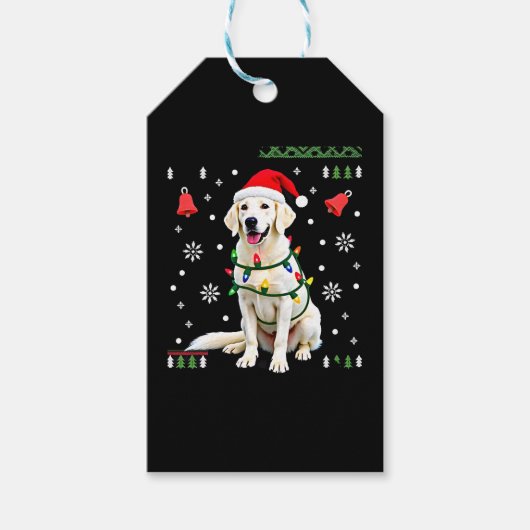 White Boxer Dog Ugly Christmas Sweater Funny Xmas  Cadeaulabel (Voorkant)