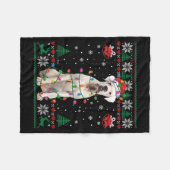 White Boxer Dog Ugly Christmas Sweater Funny Xmas  Fleece Deken (Voorkant (Horizontaal))