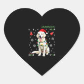 White Boxer Dog Ugly Christmas Sweater Funny Xmas  Hart Sticker (Voorkant)