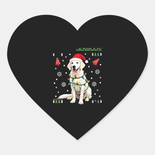 White Boxer Dog Ugly Christmas Sweater Funny Xmas  Hart Sticker (Voorkant)