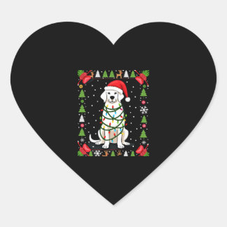 White Boxer Dog Ugly Christmas Sweater Funny Xmas Hart Sticker