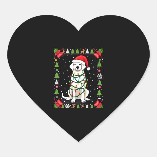 White Boxer Dog Ugly Christmas Sweater Funny Xmas Hart Sticker (Voorkant)