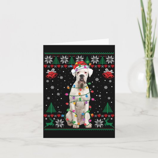 White Boxer Dog Ugly Christmas Sweater Funny Xmas  Kaart (Voorkant)