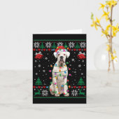 White Boxer Dog Ugly Christmas Sweater Funny Xmas  Kaart (Gele Bloem)