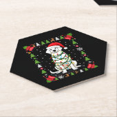 White Boxer Dog Ugly Christmas Sweater Funny Xmas Kartonnen Onderzetters (Schuin)