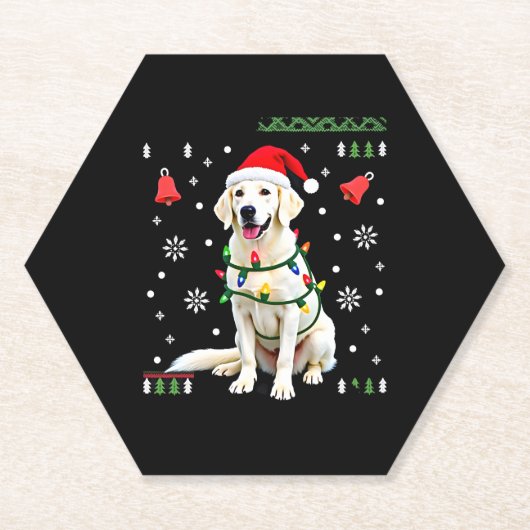 White Boxer Dog Ugly Christmas Sweater Funny Xmas  Kartonnen Onderzetters (Voorkant)