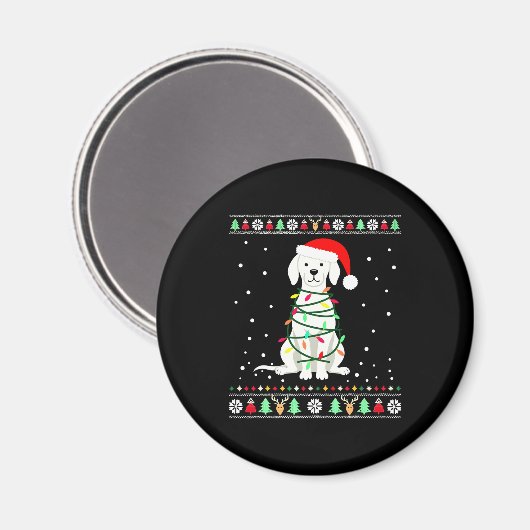 White Boxer Dog Ugly Christmas Sweater Funny Xmas  Magneet (Voorkant / Achterkant)