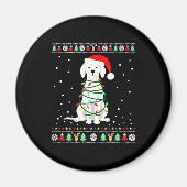 White Boxer Dog Ugly Christmas Sweater Funny Xmas  Magneet (Voorkant)