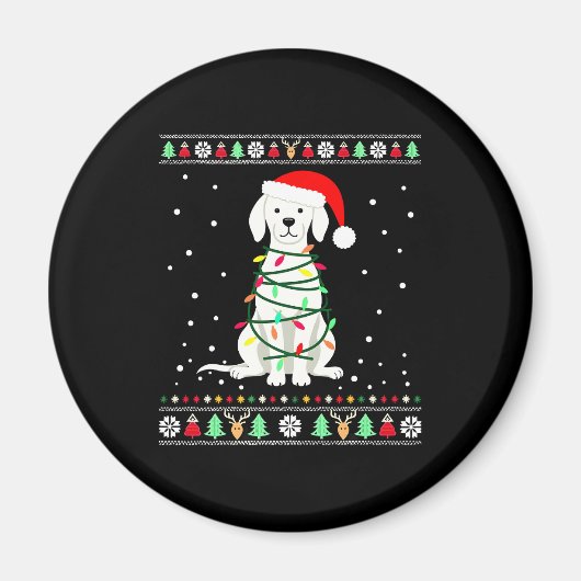 White Boxer Dog Ugly Christmas Sweater Funny Xmas  Magneet (Voorkant)