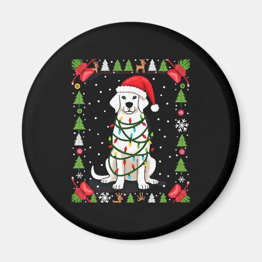 White Boxer Dog Ugly Christmas Sweater Funny Xmas  Magneet (Voorkant)