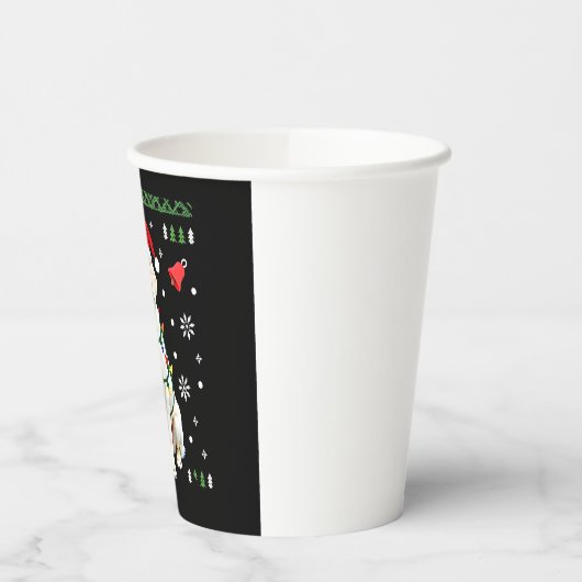 White Boxer Dog Ugly Christmas Sweater Funny Xmas  Papieren Bekers (Links)