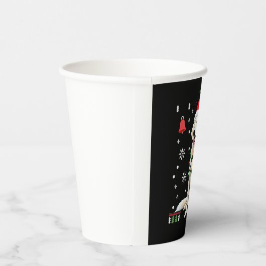 White Boxer Dog Ugly Christmas Sweater Funny Xmas  Papieren Bekers (Rechts)