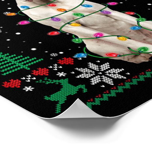 White Boxer Dog Ugly Christmas Sweater Funny Xmas  Poster (Hoek)