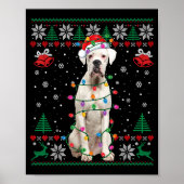 White Boxer Dog Ugly Christmas Sweater Funny Xmas  Poster (Voorkant)