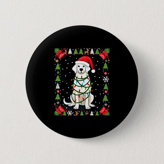 White Boxer Dog Ugly Christmas Sweater Funny Xmas  Ronde Button 5,7 Cm (Voorkant)