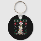 White Boxer Dog Ugly Christmas Sweater Funny Xmas  Sleutelhanger (Voorkant)