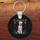 White Boxer Dog Ugly Christmas Sweater Funny Xmas  Sleutelhanger (Voorkant)