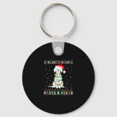 White Boxer Dog Ugly Christmas Sweater Funny Xmas Sleutelhanger (Voorkant)