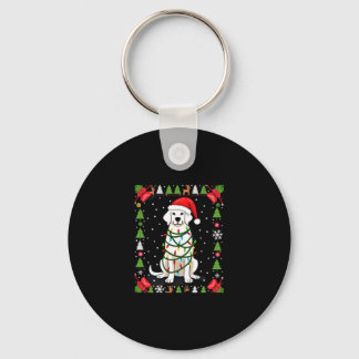 White Boxer Dog Ugly Christmas Sweater Funny Xmas Sleutelhanger