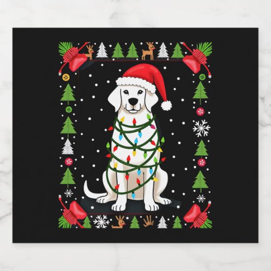 White Boxer Dog Ugly Christmas Sweater Funny Xmas  Sparkling Wijnetiket (Enkel label)