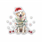 White Boxer Dog Ugly Christmas Sweater Funny Xmas  Sticker (Voorkant)