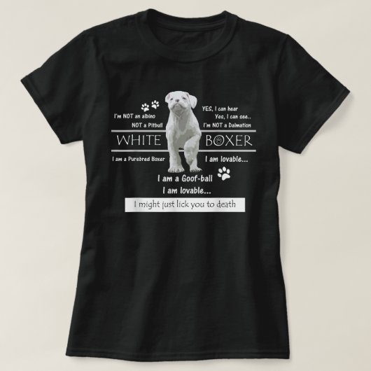 White boxer Facts T-shirt (Design voorkant)