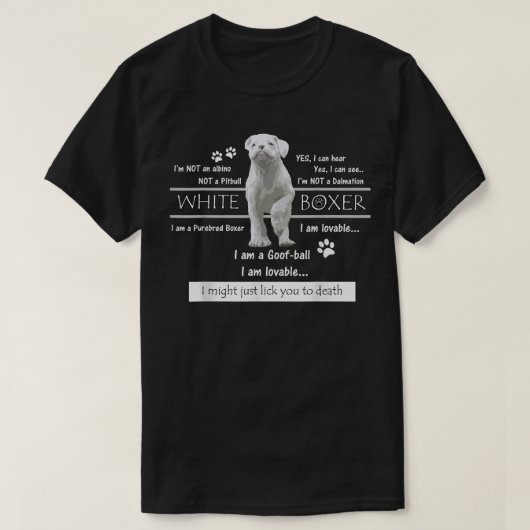 White boxer Facts T-shirt (Design voorkant)
