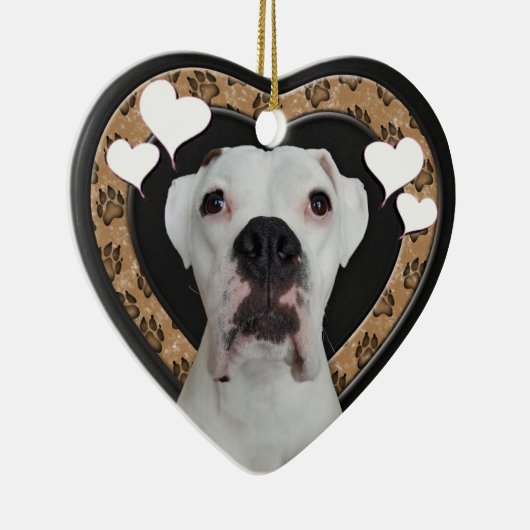 White Boxer Heart Chalkboard Ornament (Rechts)