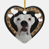 White Boxer Heart Chalkboard Ornament (Voorkant)