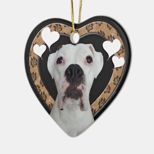 White Boxer Heart Chalkboard Ornament (Links)