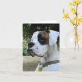 White Boxer Hond Portret Kaart (Gele Bloem)